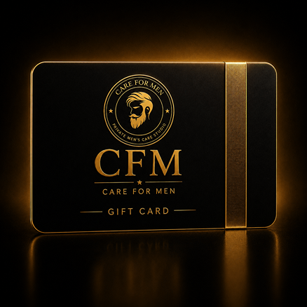 Gift card premium Care For Men com acabamento dourado