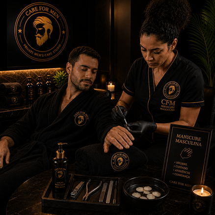 Profissional realizando manicure masculina